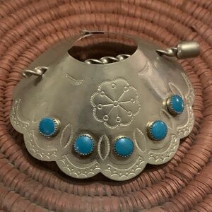 Vintage Native American Silver & Turquoise Hair Accessory